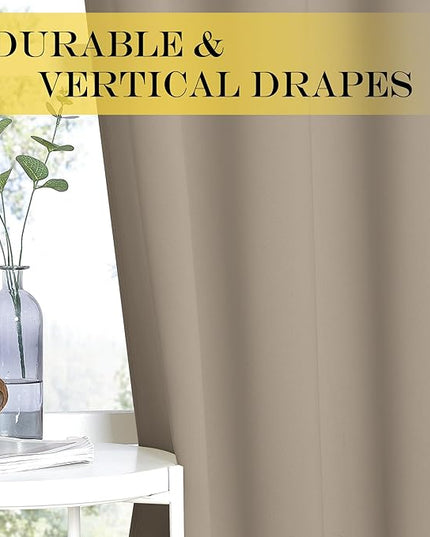 NICETOWN Taupe Blackout Curtains for Bedroom 95 Inch Length - Thermal Insulated Room Darkening Privacy Grommet Window Drapes for Boys Room, Set of 1 Panel, 80 x 95 Inch