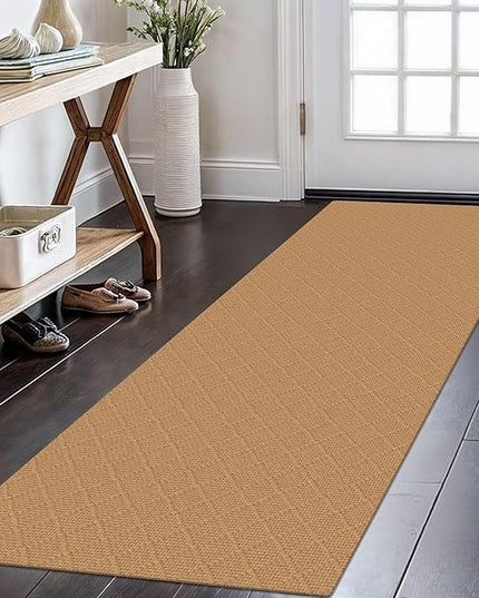 KOZYFLY Washable Runner Rug 2x6 Ft Runners for Hallways Kitchen Braided Cotton Entryway Runner Indoor Runners with Rubber Backing, Floor Carpet for Hallway Kitchen Entryway Bedroom, Warm Tan