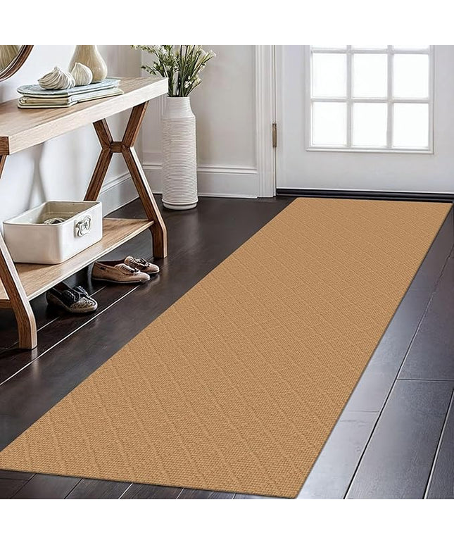 KOZYFLY Washable Runner Rug 2x6 Ft Runners for Hallways Kitchen Braided Cotton Entryway Runner Indoor Runners with Rubber Backing, Floor Carpet for Hallway Kitchen Entryway Bedroom, Warm Tan