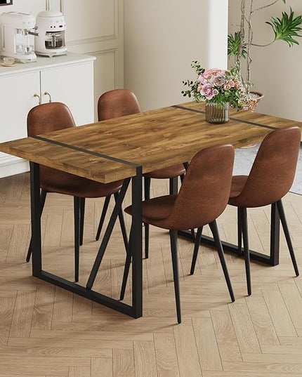 Dinner Table for 4-6,55'' Kitchen Table,Kitchen & Dining Room Tables, MDF Wood Dining Table with Metal Legs for Living Room & Dining Room