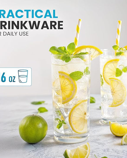 Zulay Kitchen Acrylic Glasses Drinkware - 6 Piece Unbreakable Plastic Tumblers - BPA-Free, Reusable Plastic Drinking Glasses for Home & Outdoors - Stackable, Lead-Free & Dishwasher Safe - (16 oz)