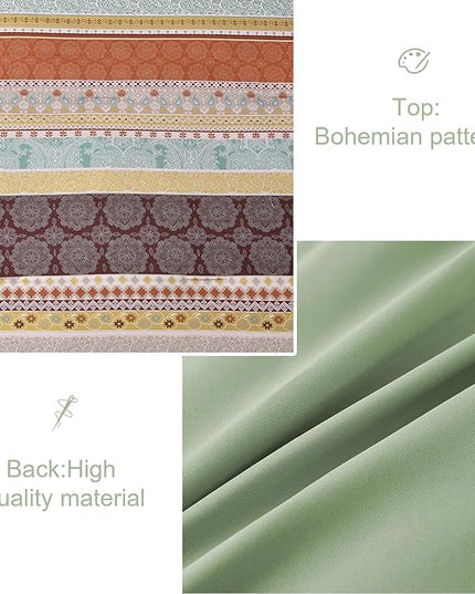 Cottolester Boho Comforter Set King Size,8 Pieces Sage Green and Orange Bohemian Striped Bed in a Bag,Paisley Soft Microfiber Bedding Comforter Set