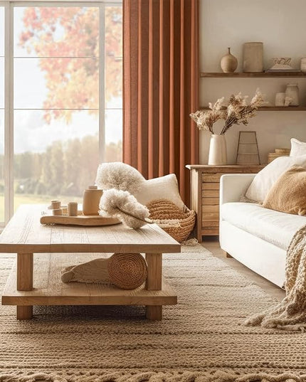 Topfinel Pinch Pleated Curtains 90 Inches Long 2 Panels Set,Rust Colored Semi Sheer Blend Fabric Farmhouse Cozy Rustic Western Home Decor Curtain Drapes for Living Room Bedroom,40x90 inch Length