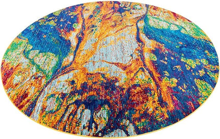 Rugs.com Calypso Collection Rug – 10 Ft Round Multi Medium-Pile Rug Perfect for Kitchens, Dining Rooms