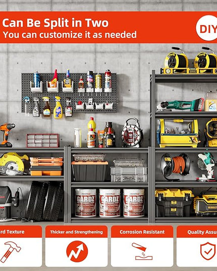 24" W Garage Shelving,5-Tier Heavy Duty Shelving Unit,3000LBS Adjustable Metal Storage Shelves,Storage Rack Units for Industrie,Shed,Warehouse,Basement,Black,24" W x 16" D x 63" H