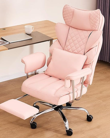 DYHOME 500 lbs Reclining Massage Office Chair with Foot Rest, Executive Home Office Chairs for Heavy People, High Back Computer Desk Chair, Pocket Spring Cushion, Big and Tall Ergonomic Chair,Pink