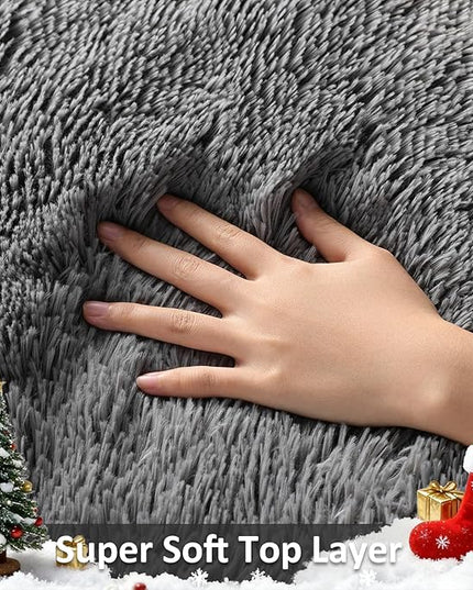Ophanie Small Rug Upgrade Non Slip Throw Bedside Area Rugs, Fluffy Soft Grey Mini Bedroom Carpet, Affordable Door Entryway Indoor Inside Front Entrance Dog 2x3 Mat, Home Decor Aesthetic, Nursery
