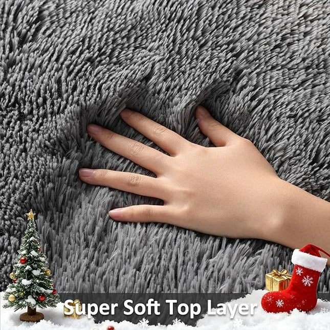 Ophanie 6x9 Area Rugs, Upgrade Non-Slip Fluffy Soft Rugs for Living Room, Large Shag Grey Fuzzy Plush Rug, Gray Shaggy Big Carpets for Bedroom, Kids Boys Girls Dorm Nursery Home Decor Aesthetic