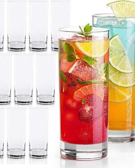 LEMONSODA Premium Highball Glass Set - Elegant Tom Collins 15oz Glasses Set of 12 Tall Drinking Water Glasses - Bar Glassware for Cocktail, Whiskey, Mojito (Set of 12) (2099)
