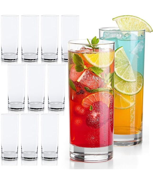 LEMONSODA Premium Highball Glass Set - Elegant Tom Collins 15oz Glasses Set of 12 Tall Drinking Water Glasses - Bar Glassware for Cocktail, Whiskey, Mojito (Set of 12) (2099)