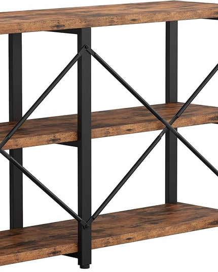 IRONCK Rustic Entryway Console Table, Long Hallway Table 70.8 in 3-Tier, TV Stand Entertainment Center Media Stand for Living Room, Industrial Style, Vintage Brown
