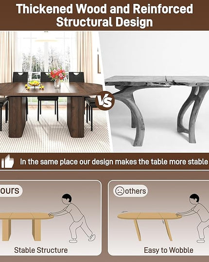 70.8 in Dining Table for 4 5 6 | Modern Walnut Rectangular Kitchen Table W/Waterproof Wood Tabletop,Farmhouse Long Dining Room Tables W/Foot Pads&Wood Strip Base for Kitchen Living Room