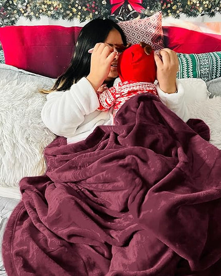 Bedsure GentleSoft Fleece Blanket Twin Size Burgundy - 300GSM Lightweight Plush Fuzzy Cozy Soft Warm Blanket for Bed, Sofa, Couch, Travel, Camping, 60x80 inches