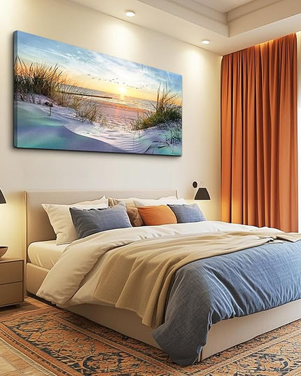 hyidecorart Canvas Wall Art For Living Room Large Size Decor Bedroom Blue Ocean Beach Landscape Paintings Poster Prints Artwork Office Decorations Seascape Pictures Modern Home Works