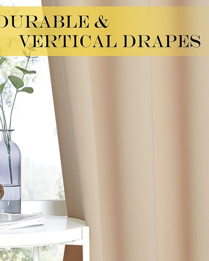 NICETOWN Blackout Drapery Curtain Panel - Window Treatment Thermal Insulated Solid Grommet Blackout Curtain/Panel/Drape for Bedroom (Biscotti Beige, 1 Panel, 52 by 72 inches)