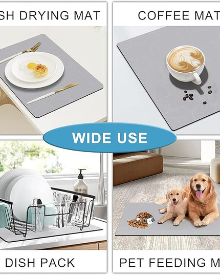 Golener Coffee Bar Mat - Under Coffee Maker Pad, Tray Mats Under Cafe Machine, Rubber Absorbent Mat, Under Appliance Mats, Dish Drying Matt, 23"x15", Marble Gray
