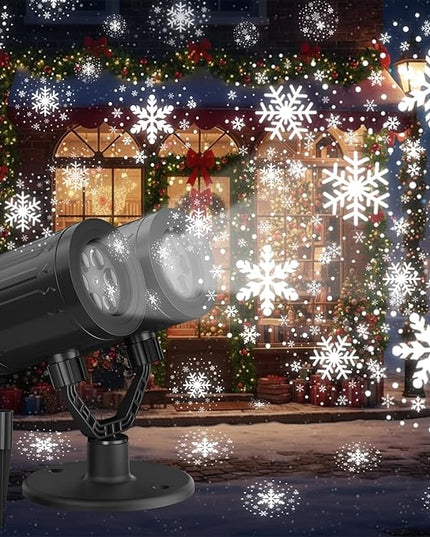 Christmas Projector Lights Outdoor, Dual Head Snowflake Lights Night, Christmas Dynamic Snow Lamp Projection, Xmas Holiday Indoor Party Decor, Waterproof Snow Flake Light Home Decorations