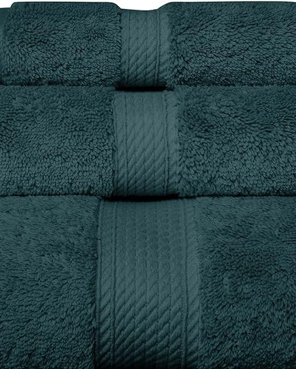 Superior Egyptian Cotton Pile 3 Piece Towel Set, Includes 1 Bath, 1 Hand, 1 Face Towel/Washcloth, Ultra Soft Luxury Towels, Thick Plush Essentials, Guest Bath, Spa, Hotel Bathroom, Teal