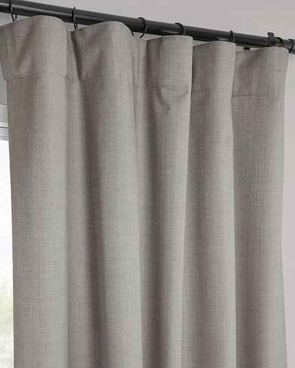 HPD Half Price Drapes Vienna Basic Linen 100% Blackout Curtains for Bedroom 84 Inches Long (2 Panels) - Rod Pocket Curtains & Drapes for Living Room & Windows - 50 X 84, Light Steel Grey