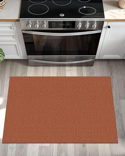 KOZYFLY Indoor Door Mat 2x3 ft Small Area Rugs Washable Front Door Mat Non Slip Rubber Backed Entryway Rug Cotton Entrance Doormat for Front Porch Bathroom Kitchen Bedroom, Orange/Tan