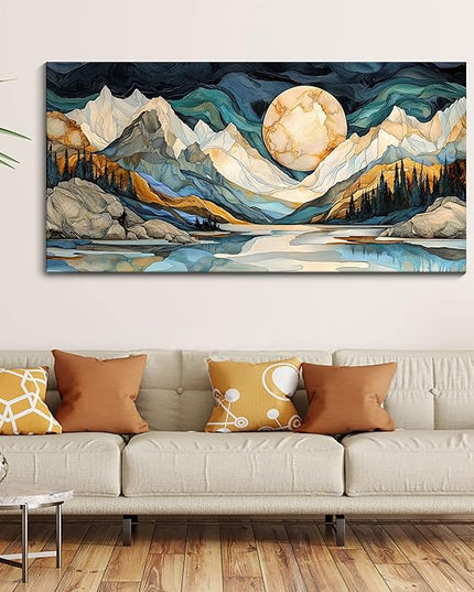 JEAWA Large Canvas Wall Art - Abstract Painting Decor, Textured Mountain Pictures as Gifts for Friends, Modern Art Prints for Bedroom Living Room Bathroom Home Decoration, 29x58 IN