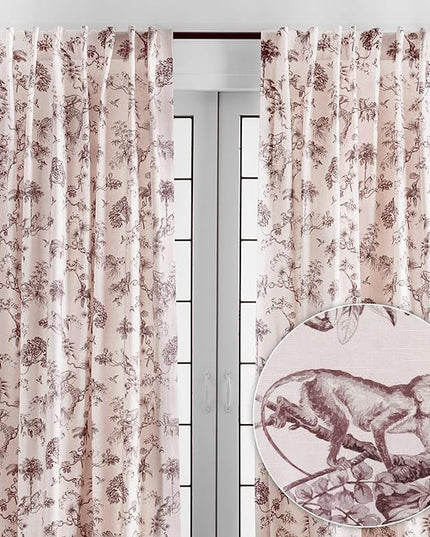 Maison d' Hermine Curtains for Living Room 100% Cotton 108 inch Length Two Panels Light Filtering Toile Curtains for Bedroom Windows with Rod and Loop Pockets Drapes (Bonobo Brown, 50" W x 108" L)