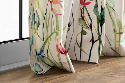 Maison d' Hermine Curtains for Living Room 100% Cotton 96 inch Length One Panel Light Filtering Curtains for Bedroom Windows with Rod and Loop Pockets Drapes (Delphinium White, 50" W x 96" L)