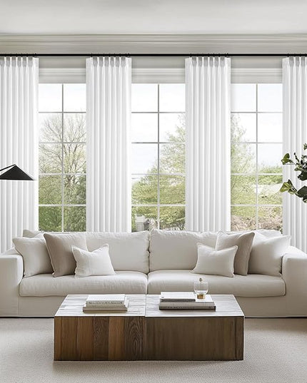 Topfinel 105 Inches Long Pinch Pleated Semi Sheer Curtains,Beige White Blended Light Filtering Window Curtains 105 Length for Living Room Bedroom Pinch Pleat Drapes with Hooks 1 Panels 60" Wx105 L