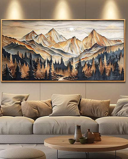 Wood Farmed Canvas Wall Art For Living Room Large Wall Decor For Office Bedroom Decorations Mountain Landscape Pictures Abstract Painting Artwork Room Wall Mural Aesthetic Home Decor 30x60 In