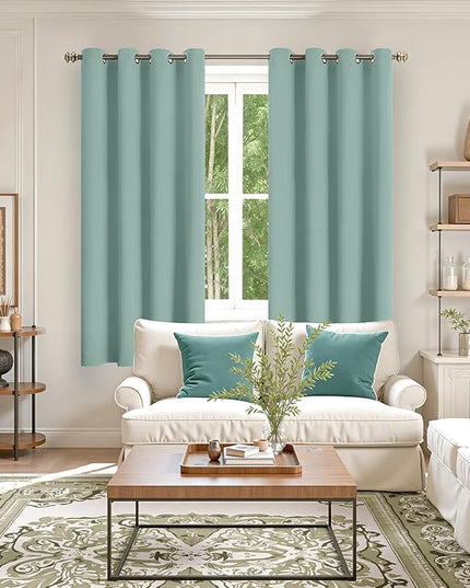 YoungsTex Light Sage Blackout Curtains 63 Inch Length for Bedroom - Grommet Thermal Insulated Drapes Darkening Privacy for Living Room Windows, 2 Panels, 52 x 63 Inch