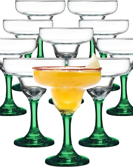 DISCOUNT PROMOS 10 Margarita Glasses Set, 9 oz. - Classic, Smooth, Barware, Glassware - Green