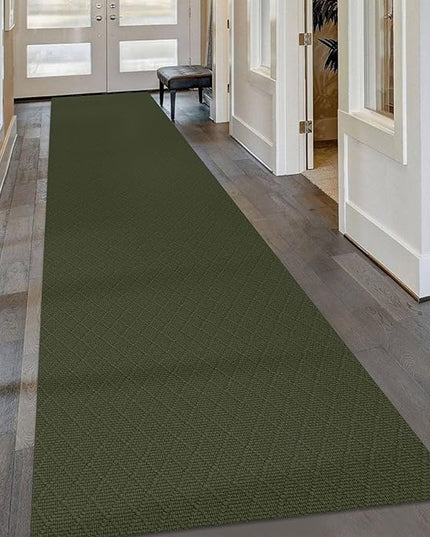 KOZYFLY Runner Rug 3x16 Ft Washable Runners for Hallways Non Slip Rubber Backed Kitchen Runners, Extra Long Entryway Runner Indoor, Floor Carpet for Hallway Kitchen Entryway, Dark Green