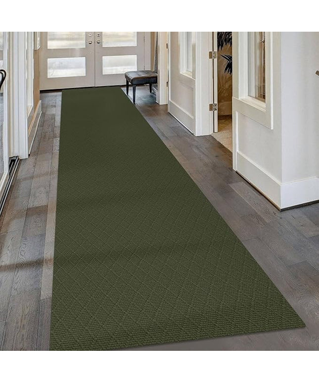 KOZYFLY Runner Rug 3x16 Ft Washable Runners for Hallways Non Slip Rubber Backed Kitchen Runners, Extra Long Entryway Runner Indoor, Floor Carpet for Hallway Kitchen Entryway, Dark Green