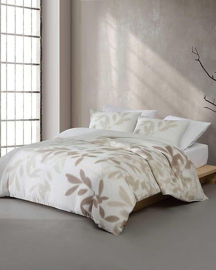 Calvin Klein - King Duvet Cover Set, Soft Cotton Bedding with Matching Shams, Floral Bed Essentials, Oeko-Tex Certified (Shadow Branches Beige, King)