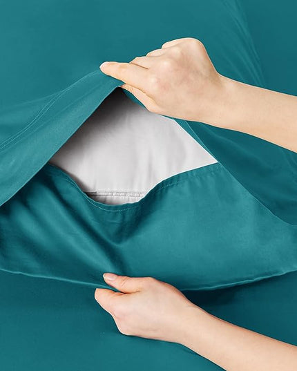 Bedsure Cooling Sheets Twin XL, Rayon Derived from Bamboo, Breathable & Soft Twin XL Sheet Sets, Deep Pocket Up to 16 Inches, Hotel Luxury Silky Dorm Bedding for Hot Sleepers, Turquoise