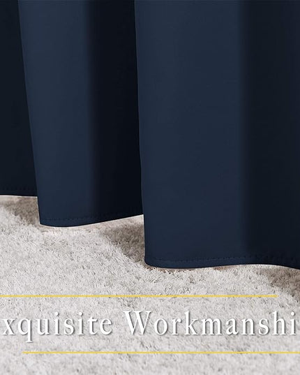NICETOWN Blackout Curtain Panels Grommet - All Season Eyelet Top Blackout Draperies for Bedroom/Living Room/Glass Door, Navy, 1 Pair of 52 x 45 inches