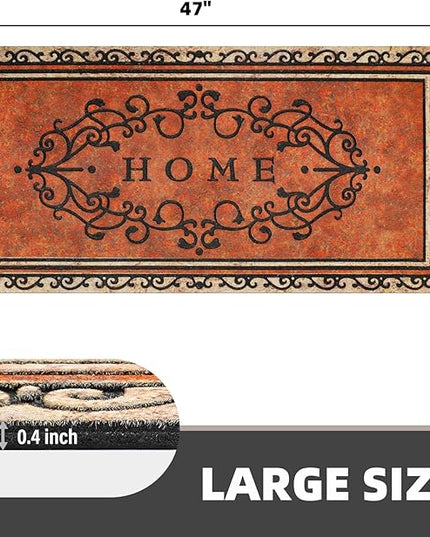 Large 47"x22" Heavy Duty Welcome Mat Outdoor with Non-Slip Rubber Backing - Durable Outdoor Door Mat for Front Door Entrance, Garage, Patio & High Traffic Areas（Home）