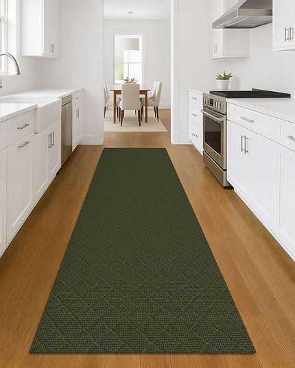 KOZYFLY Runner Rug 3x10 Ft Washable Runners for Hallways Non Slip Rubber Backed Kitchen Runners, Braided Cotton Entryway Runner Indoor, Floor Carpet for Hallway Kitchen Entryway, Dark Green