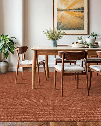KOZYFLY Washable Area Rug 6x9 ft Rubber Backed Non Slip Rugs for Living Room Braided Cotton Bedroom Rug Woven Office Rugs Indoor Outdoor Floor Carpets for Dining Bedroom Living Room, Orange/Tan