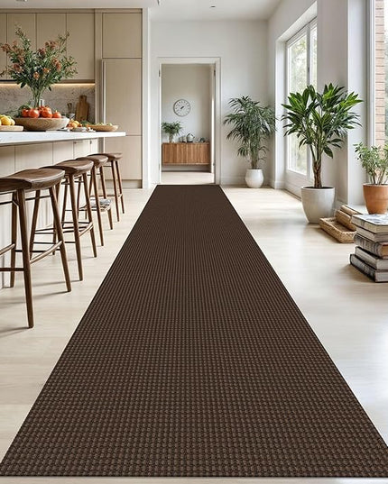 KOZYFLY Extra Long Runners for Hallways 3x20 ft Washable Kitchen Runner Non Slip Rubber Backed Hallway Rug Cotton Entryway Runner Rug Floor Carpet for Indoor Hall, Kitchen, Stair, Reddish Brown/Coffee