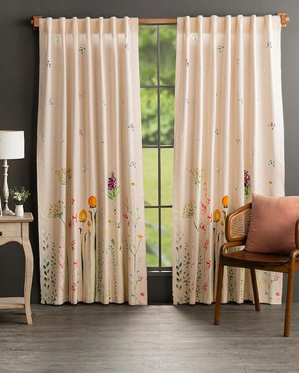Maison d' Hermine Curtains for Living Room 100% Cotton 84 inch Length One Panel Light Filtering Curtains for Bedroom Windows with Rod and Loop Pockets Drapes (Botanical Fresh, 50" W x 84" L)