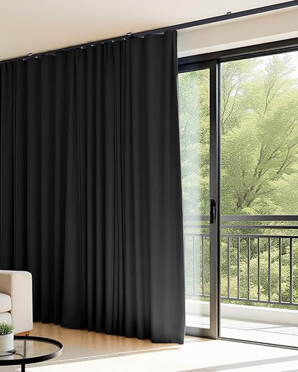 Room Divider Curtains Flexible Ceiling Tracks Set Curtain Track Ceiling Mount Blackout Curtain for Living Room Bedroom Ceiling Curtain Rod Privacy Dividers Panels W180 x H108 Black Drape & Black Rail