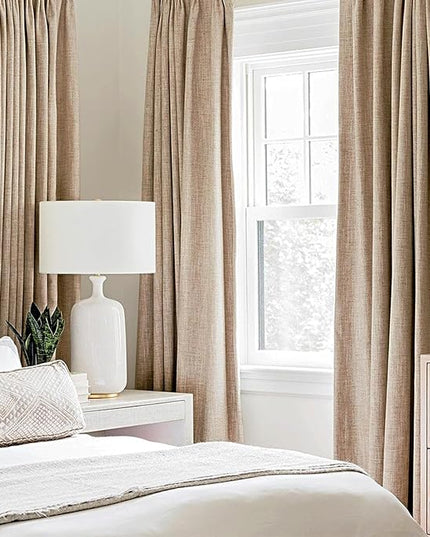MIULEE 100% Blackout Linen Textured Curtains for Bedroom Solid Thermal Insulated Copper Brown Grommet Room Darkening Curtains & Drapes Luxury Decor for Living Room Nursery 42 x 63 Inch (2 Panels)