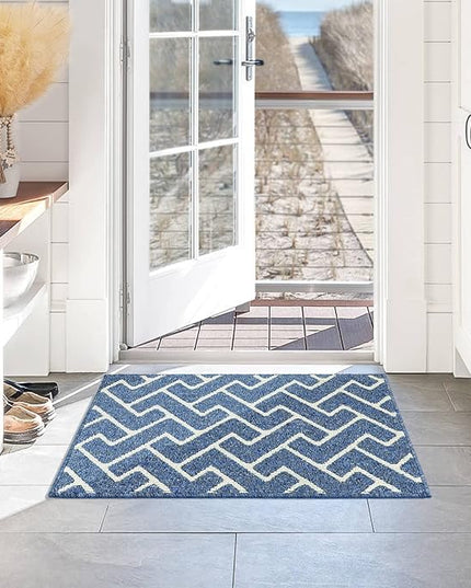 hicorfe Indoor Doormat,Front Back Door Mat Rubber Backing Non Slip Door Mats 20"x31.5" Absorbent Resist Dirt Entrance Doormat Inside Floor Mats for Entryway Washable Low-Profile(Light Blue)