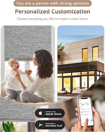 Kincmo Motorized Blinds with Remote,100% Blackout Motorized Roller Shades Work with Apple Homekit,Alexa,Google, Custom Electric Blinds with App,Voice Control (Dreamy Dark Grey)