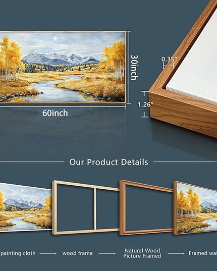 ERQINHUA Large Canvas Wall Decor For Living Room Wall Art For Bedroom Pastoral Yellow Landscape Painting Wood Frame Farmhouse Dining Room Office Home Decor Stretched And Framed Aesthetics 30"X60"