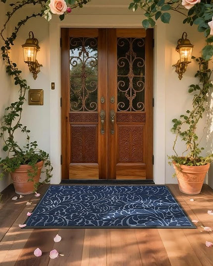 Yimobra Extra Large Door Mat 60x36, Waterproof Sturdy Outdoor Mats for Front Door, Heavy Duty Non-Slip Doormat for Garage Patio Entryway Indoor, Easy Clean, Blue