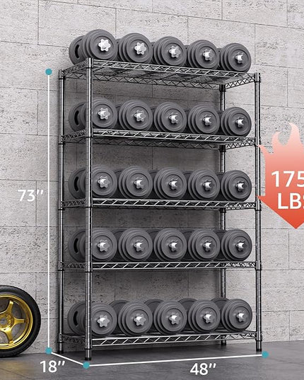 1750 lbs Steel Storage Shelving 5-Tier Utility Shelving Unit Steel Organizer Wire Rack for Home,Kitchen,Office,Garage, 1750 LBS Capacity 17.7" D x 47.2" W x 72.3" H