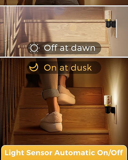 L LOHAS LED Night Light, Dimmable Night Lights Plug into Wall, 2 Pack Automatic Night Lights Plug in with Auto Light Sensor, Adjustable Brightness 3000K LED Night Light, for Bedroom Hallway Home Decor