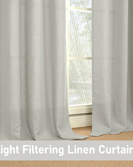 LAMIT Light Grey Linen Curtains for Living Room 78 inch Length, Thick Linen Textured Light Filtering Curtains Grommet Privacy Protected Window Drapes for Bedroom, Set of 2 Panels, 52 x 78 Inch